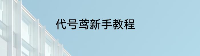 代号鸢新手教程