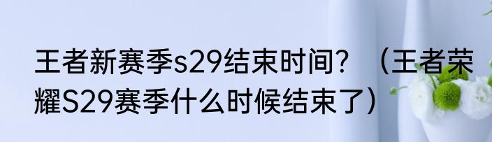 王者新赛季s29结束时间？（王者荣耀S29赛季什么时候结束了）