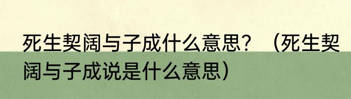 死生契阔与子成什么意思？（死生契阔与子成说是什么意思）