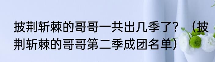 披荆斩棘的哥哥一共出几季了？（披荆斩棘的哥哥第二季成团名单）