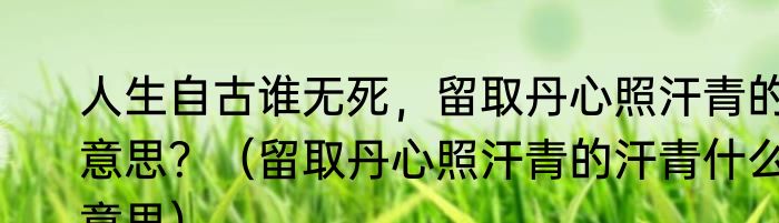 人生自古谁无死，留取丹心照汗青的意思？（留取丹心照汗青的汗青什么意思）