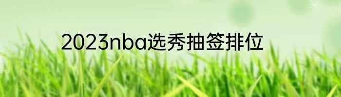 2023nba选秀抽签排位