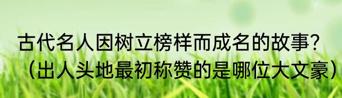 古代名人因树立榜样而成名的故事？（出人头地最初称赞的是哪位大文豪）