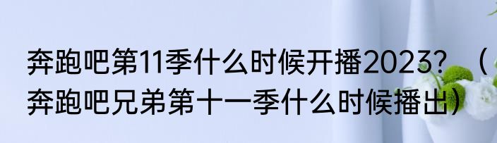 奔跑吧第11季什么时候开播2023？（奔跑吧兄弟第十一季什么时候播出）