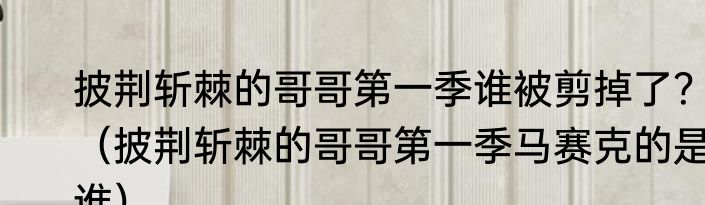 披荆斩棘的哥哥第一季谁被剪掉了？（披荆斩棘的哥哥第一季马赛克的是谁）