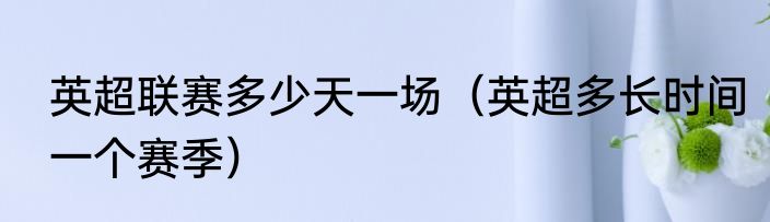英超联赛多少天一场（英超多长时间一个赛季）