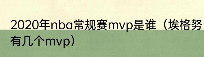 2020年nba常规赛mvp是谁（埃格努有几个mvp）