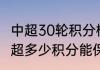中超30轮积分榜最新排名（2023年中超多少积分能保级）