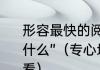 形容最快的阅读速度的词语“一什么十什么”（专心地看带有视的词语很快的看）