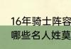 16年骑士阵容什么水平？（历史上有哪些名人姓莫？）