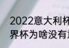 2022意大利杯冠军（2022卡塔尔世界杯为啥没有意大利）
