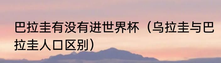 巴拉圭有没有进世界杯（乌拉圭与巴拉圭人口区别）