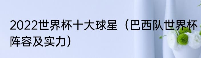 2022世界杯十大球星（巴西队世界杯阵容及实力）
