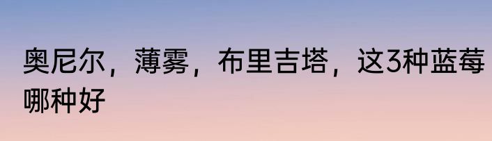 奥尼尔，薄雾，布里吉塔，这3种蓝莓哪种好