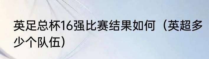 英足总杯16强比赛结果如何（英超多少个队伍）