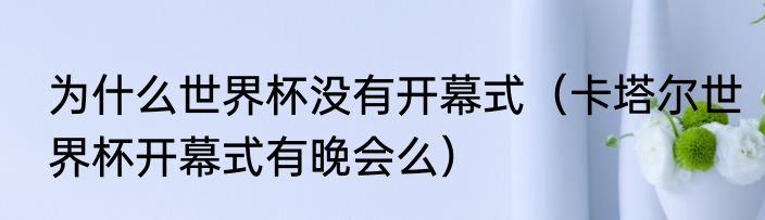 为什么世界杯没有开幕式（卡塔尔世界杯开幕式有晚会么）