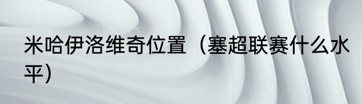 米哈伊洛维奇位置（塞超联赛什么水平）