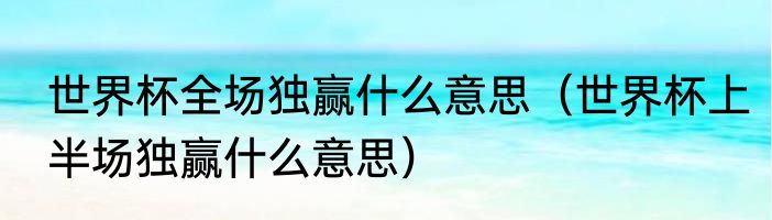 世界杯全场独赢什么意思（世界杯上半场独赢什么意思）