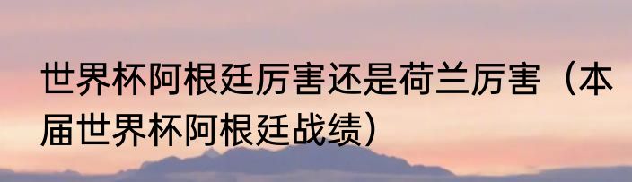 世界杯阿根廷厉害还是荷兰厉害（本届世界杯阿根廷战绩）