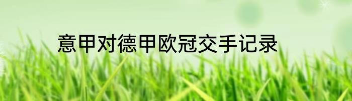 意甲对德甲欧冠交手记录
