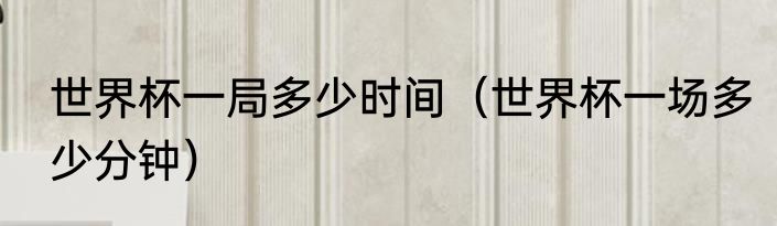 世界杯一局多少时间（世界杯一场多少分钟）