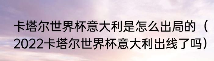 卡塔尔世界杯意大利是怎么出局的（2022卡塔尔世界杯意大利出线了吗）