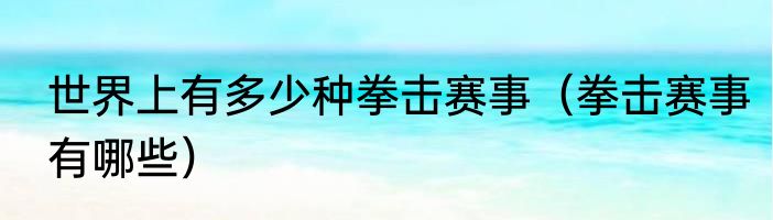 世界上有多少种拳击赛事（拳击赛事有哪些）