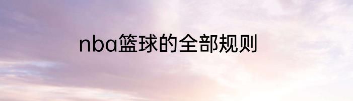nba篮球的全部规则
