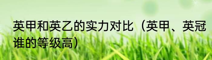 英甲和英乙的实力对比（英甲、英冠谁的等级高）
