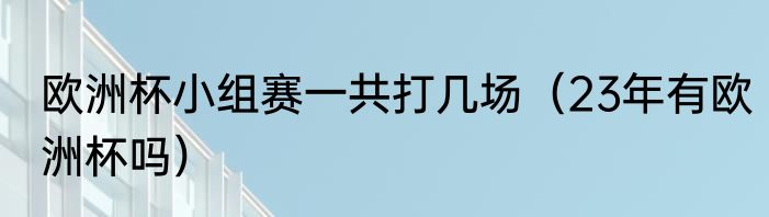 欧洲杯小组赛一共打几场（23年有欧洲杯吗）