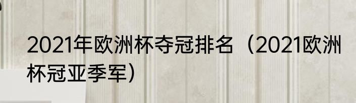 2021年欧洲杯夺冠排名（2021欧洲杯冠亚季军）
