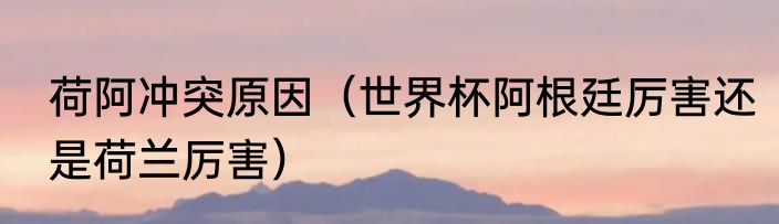 荷阿冲突原因（世界杯阿根廷厉害还是荷兰厉害）