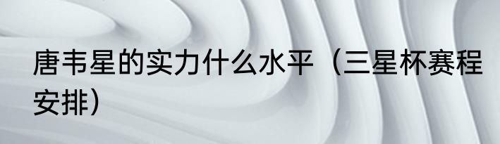 唐韦星的实力什么水平（三星杯赛程安排）