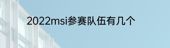 2022msi参赛队伍有几个