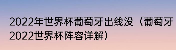 2022年世界杯葡萄牙出线没（葡萄牙2022世界杯阵容详解）