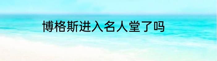 博格斯进入名人堂了吗