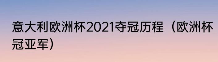 意大利欧洲杯2021夺冠历程（欧洲杯冠亚军）