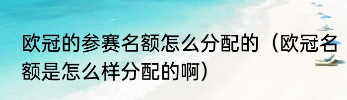 欧冠的参赛名额怎么分配的（欧冠名额是怎么样分配的啊）