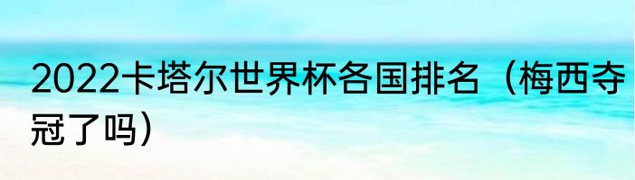 2022卡塔尔世界杯各国排名（梅西夺冠了吗）