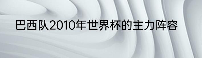 巴西队2010年世界杯的主力阵容