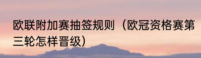 欧联附加赛抽签规则（欧冠资格赛第三轮怎样晋级）