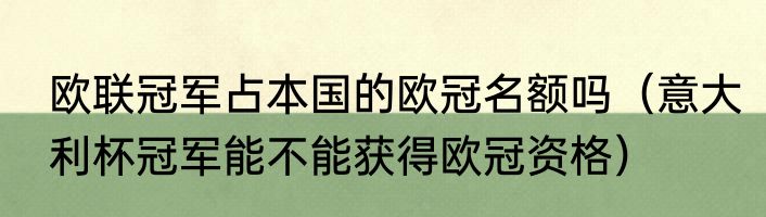 欧联冠军占本国的欧冠名额吗（意大利杯冠军能不能获得欧冠资格）