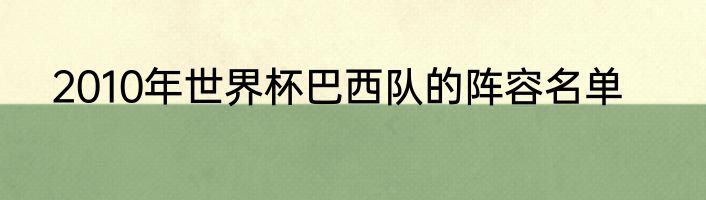 2010年世界杯巴西队的阵容名单