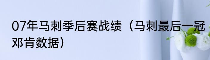 07年马刺季后赛战绩（马刺最后一冠邓肯数据）
