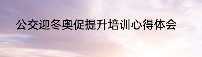 公交迎冬奥促提升培训心得体会