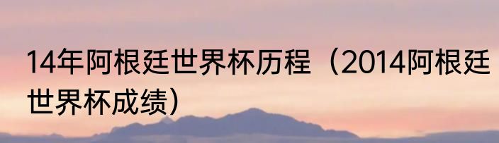 14年阿根廷世界杯历程（2014阿根廷世界杯成绩）