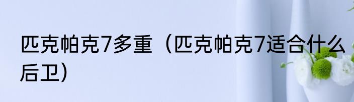 匹克帕克7多重（匹克帕克7适合什么后卫）