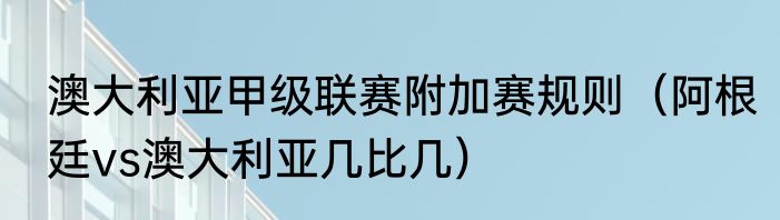 澳大利亚甲级联赛附加赛规则（阿根廷vs澳大利亚几比几）