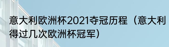意大利欧洲杯2021夺冠历程（意大利得过几次欧洲杯冠军）