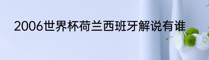 2006世界杯荷兰西班牙解说有谁